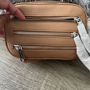 Rebecca Minkoff TAN 3 Zip Leather Belt Bag New